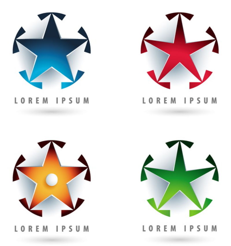 抽象矢量不同五角星的标志设计