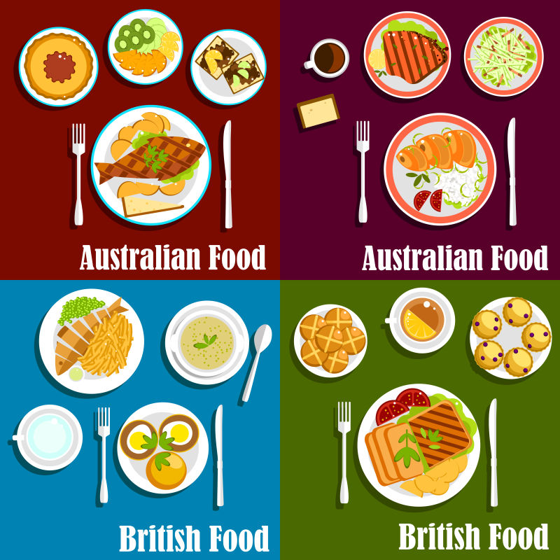 矢量的澳大利亚菜肴插图