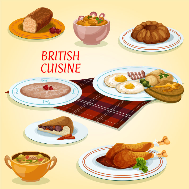 矢量的英国菜肴插图