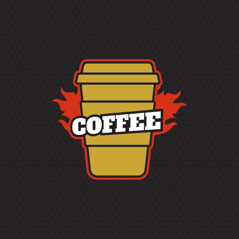 抽象咖啡杯元素的矢量标志设计