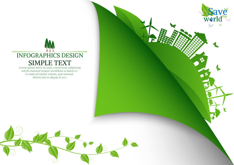 绿色生态主题矢量插图