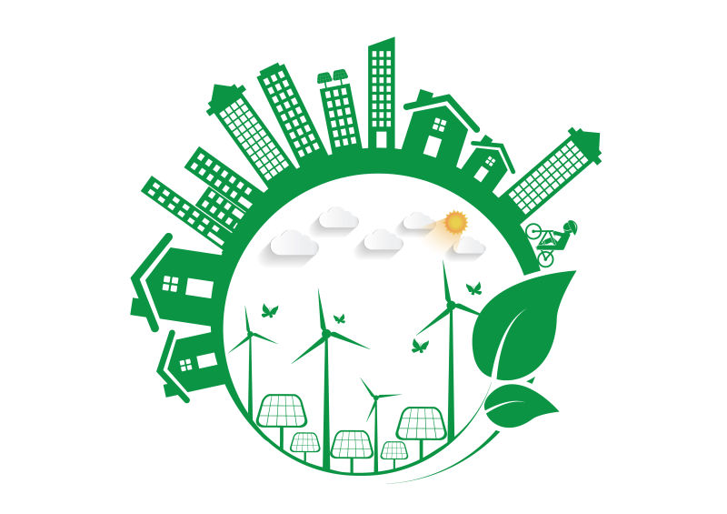 绿色城市生态主题矢量插图