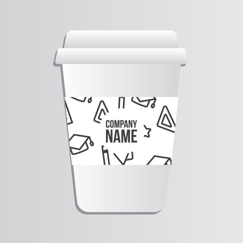 创意杯套图案的矢量咖啡杯插图