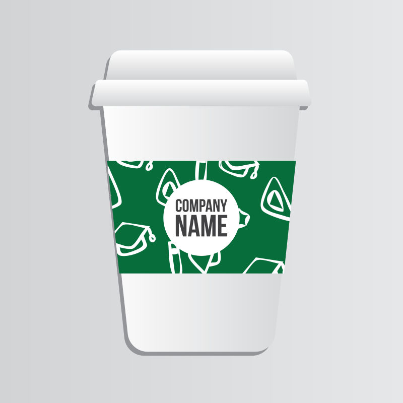 矢量的绿色杯套咖啡杯插图