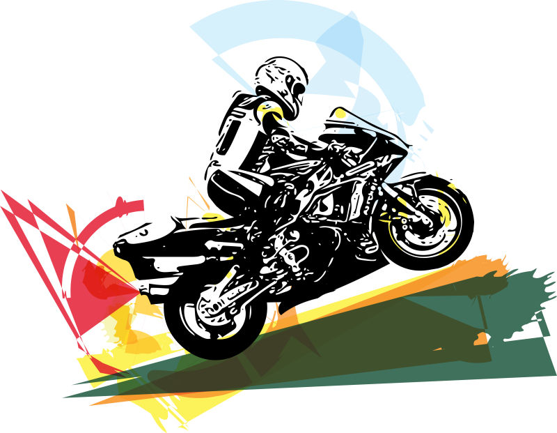 创意矢量骑摩托车的人的插图