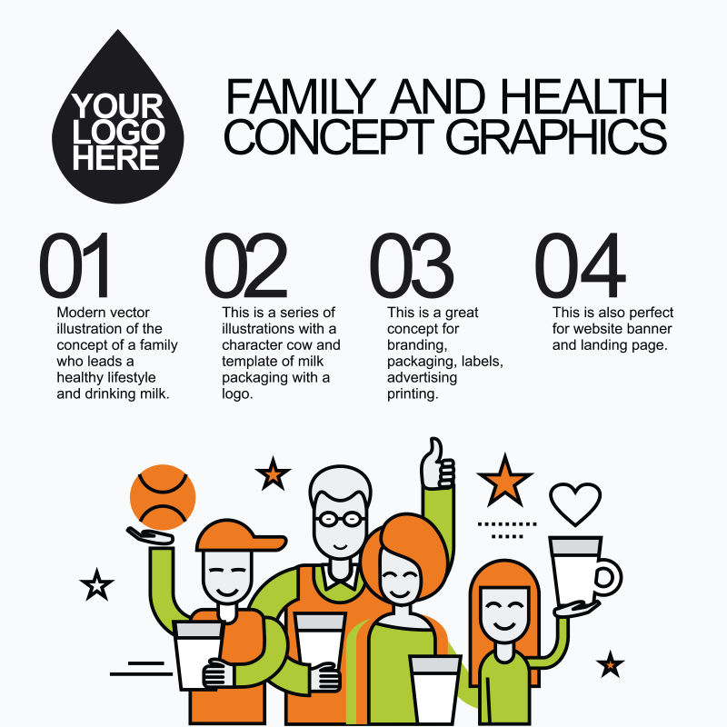 健康家庭的信息图表矢量设计