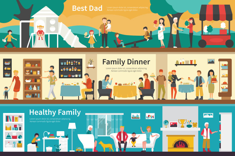 矢量家庭活动概念的插图