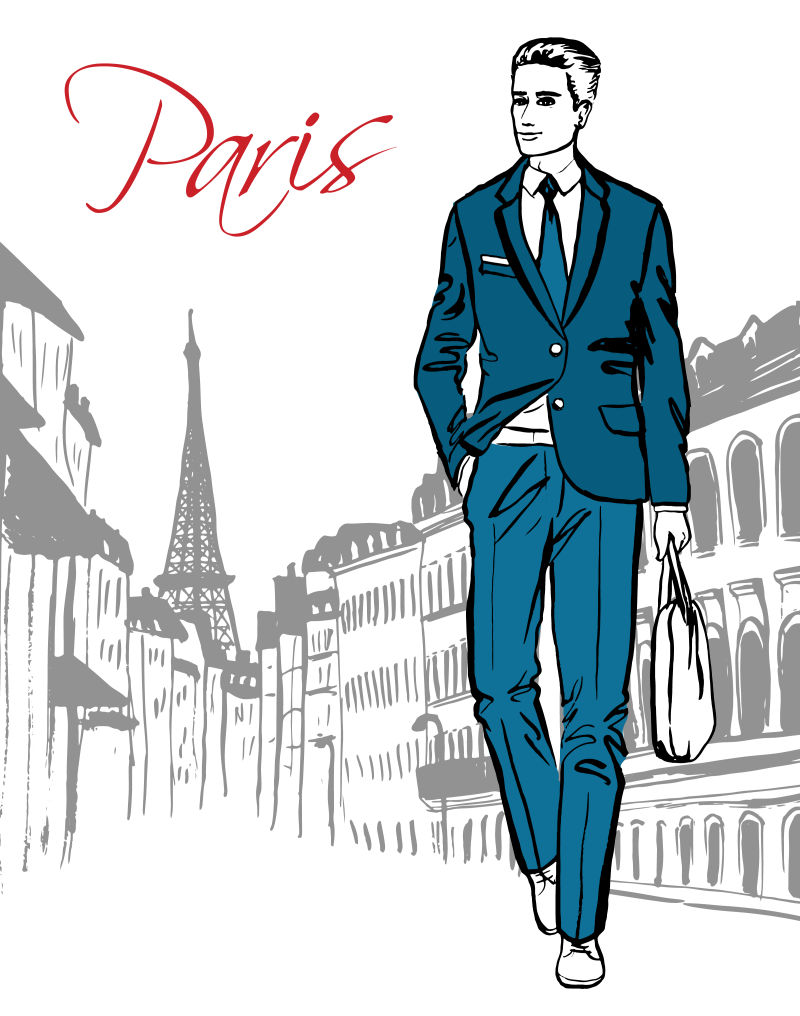 创意矢量时尚的巴黎男人