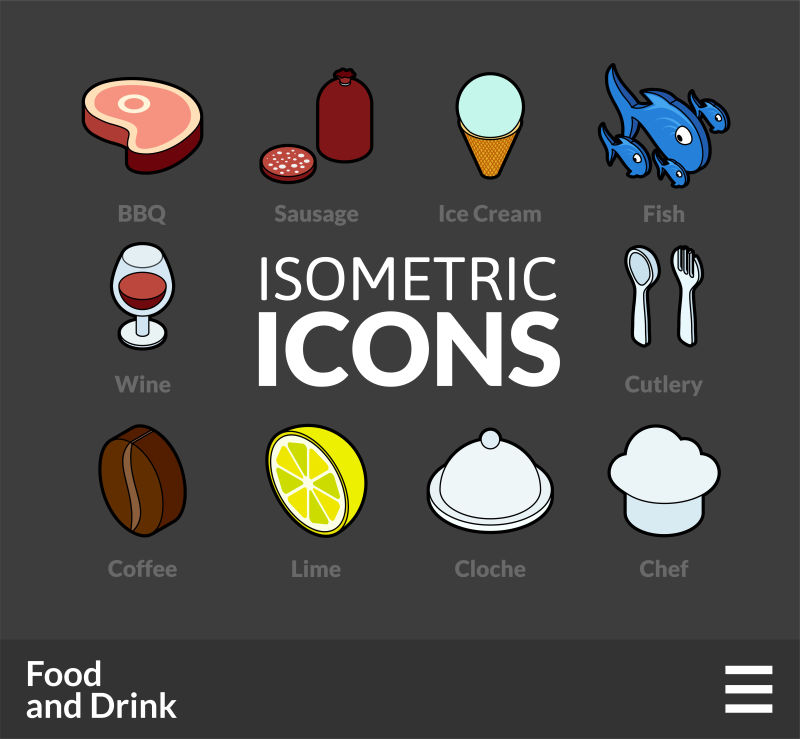 创意矢量食物饮料图标设计