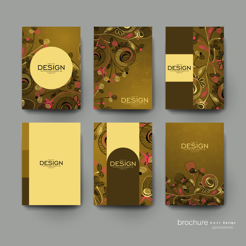 矢量花卉装饰的创意小册子设计