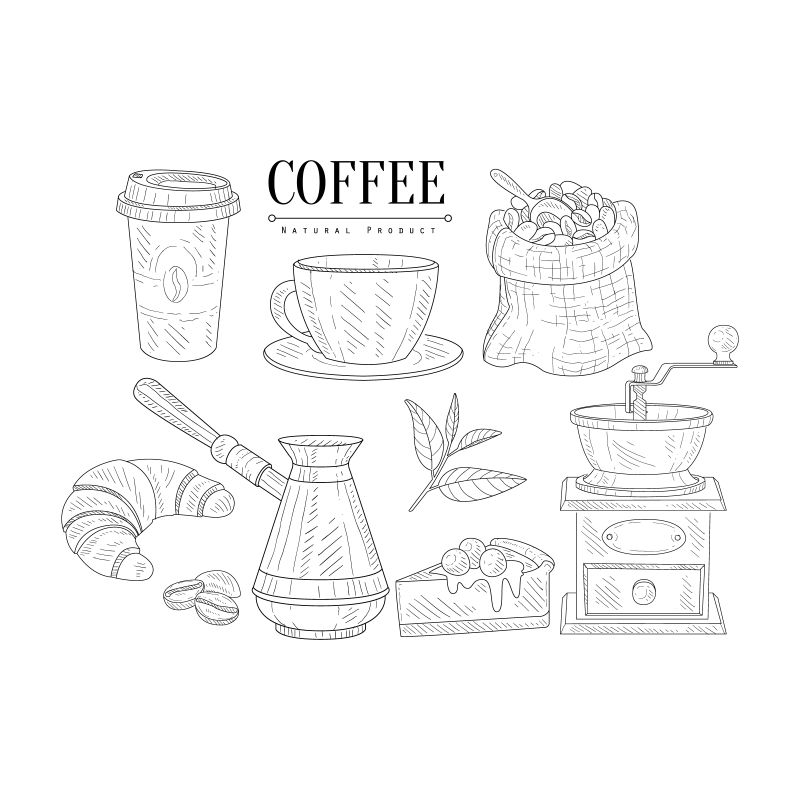 矢量咖啡的创意线条插图