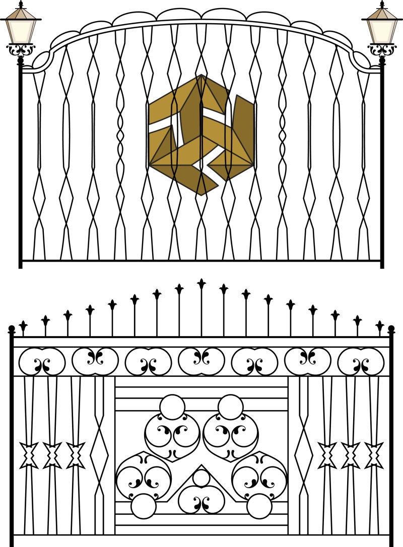 创意矢量金属护栏的插图设计