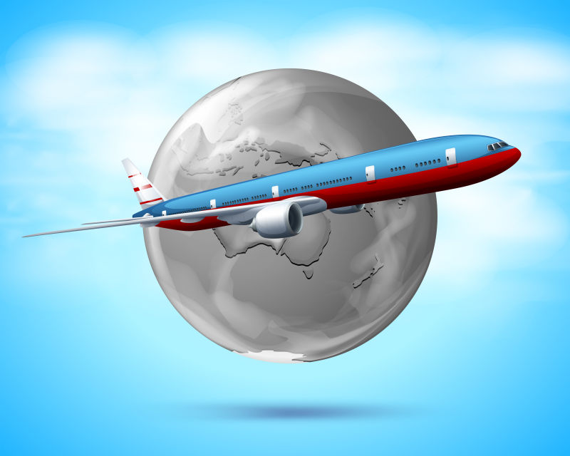 矢量卡通飞机旅行概念的插图