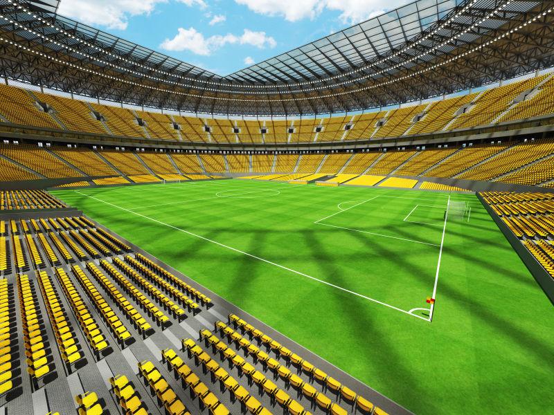 10万人的黄色座位3D足球场