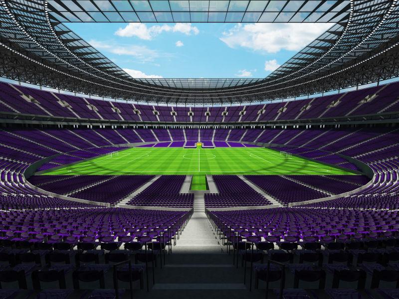 3D紫色座位的足球场