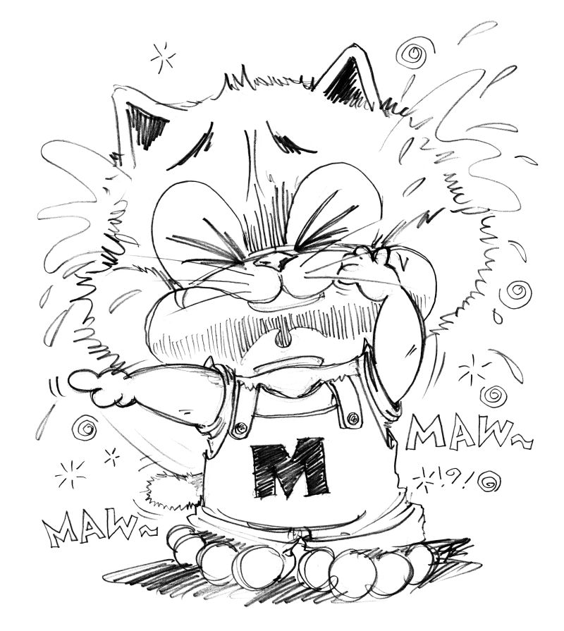 猫哭与苏字铅笔素描设计