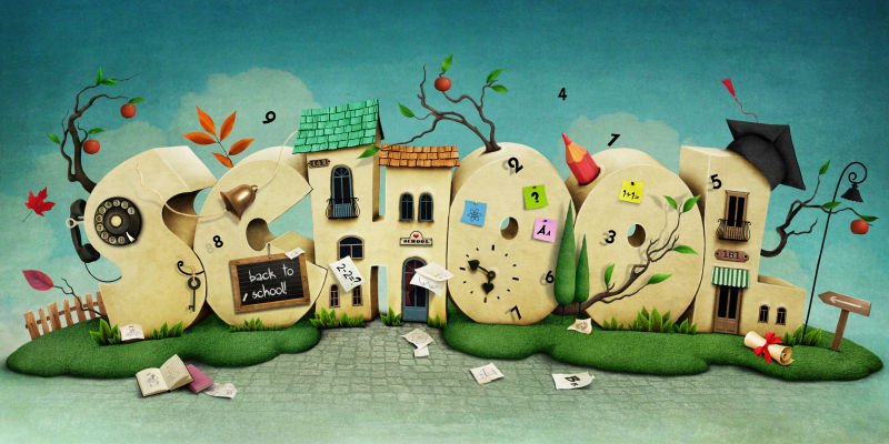 抽象school样式的房屋插图