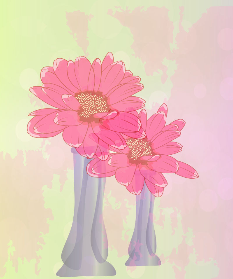 粉色的水彩花