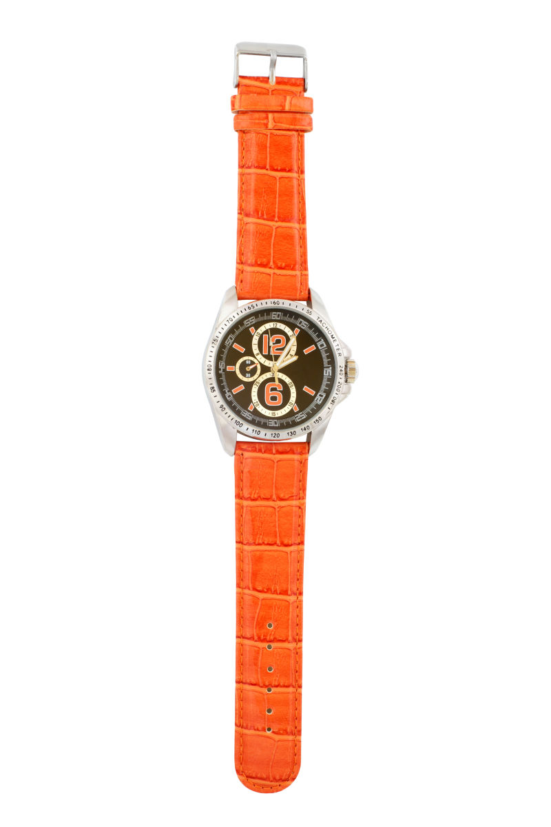 橙色表带的时尚手表
