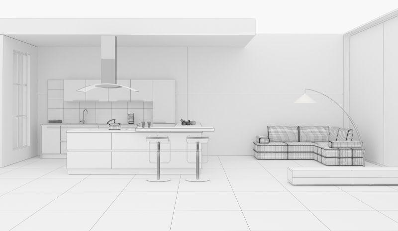3d厨房的室内设计