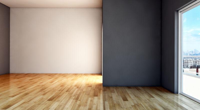 现代木地板上的灰色客厅