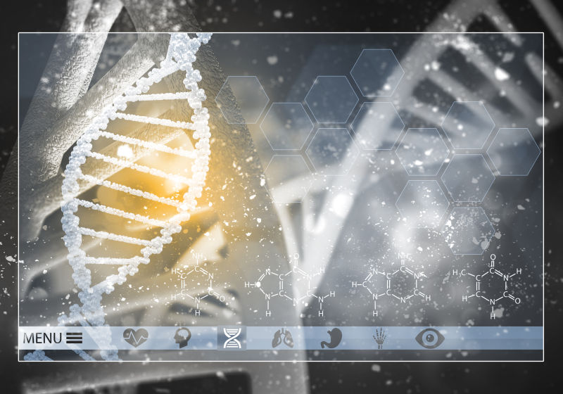 3D渲染DNA研究的概念图像