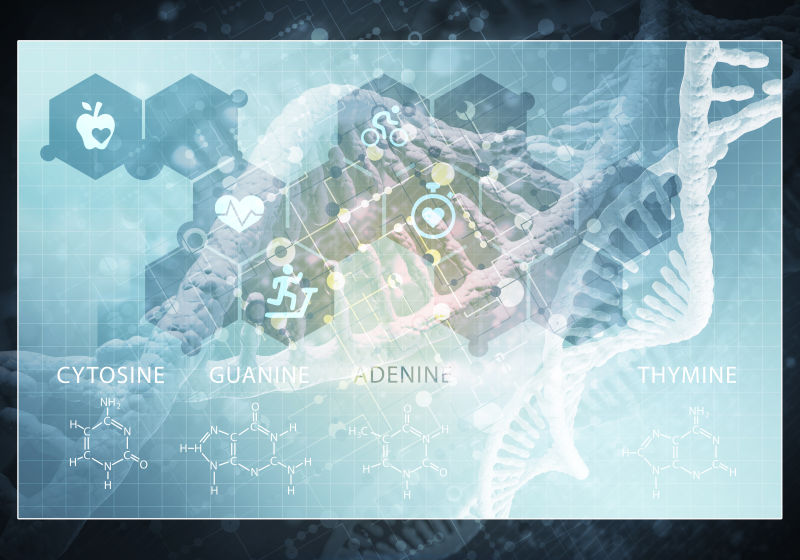 三维绘制DNA概念医学背景图像