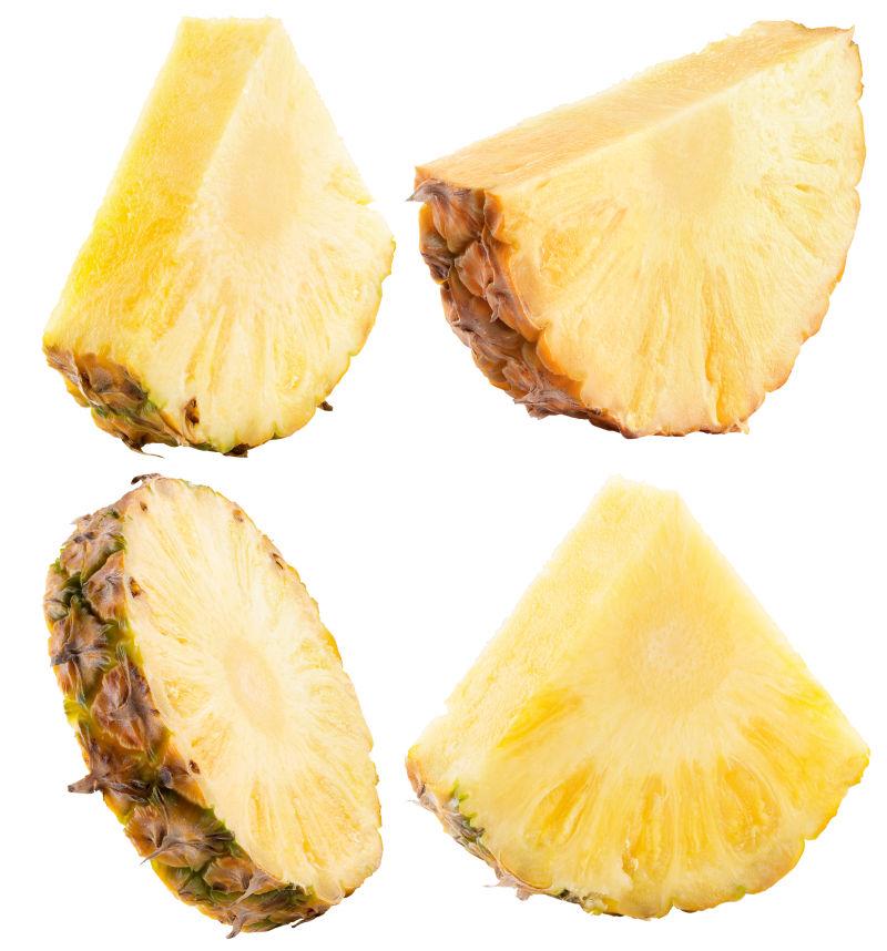 白背景中不同的菠萝片