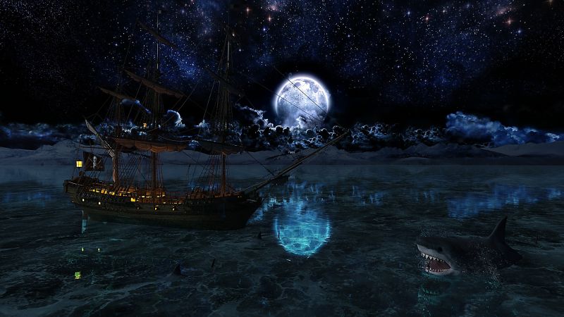 深夜里的海盗船