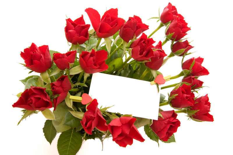 情人节的玫瑰花和卡片