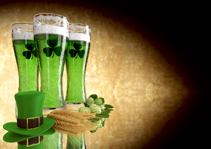 圣帕特里克日概念绿色啤酒