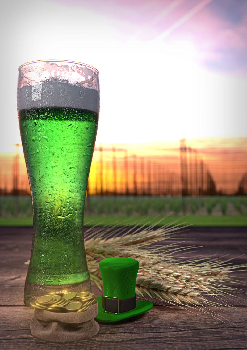 圣帕特里克节的绿色啤酒帽子