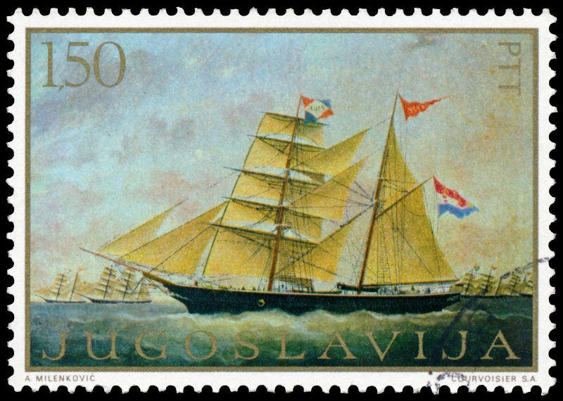 南斯拉夫有船帆画的邮票