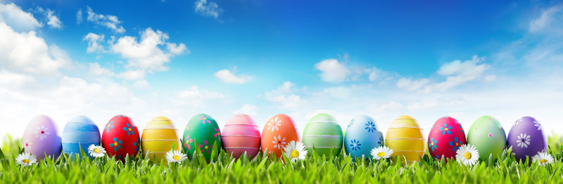 复活节横幅彩绘鸡蛋