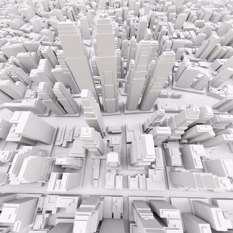 3d现代城市空白模型