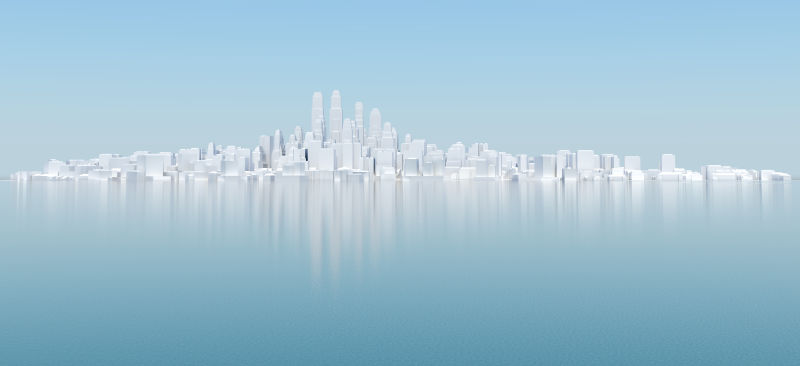 淡蓝色背景的3d城市空白模型