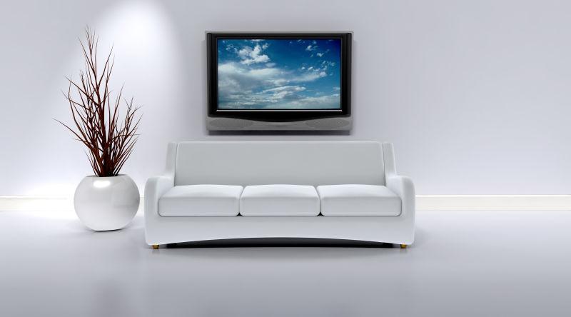 现代化室内的白色沙发