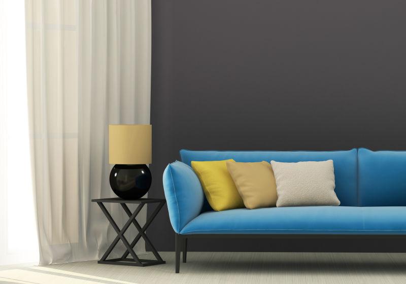 房间里的蓝色沙发