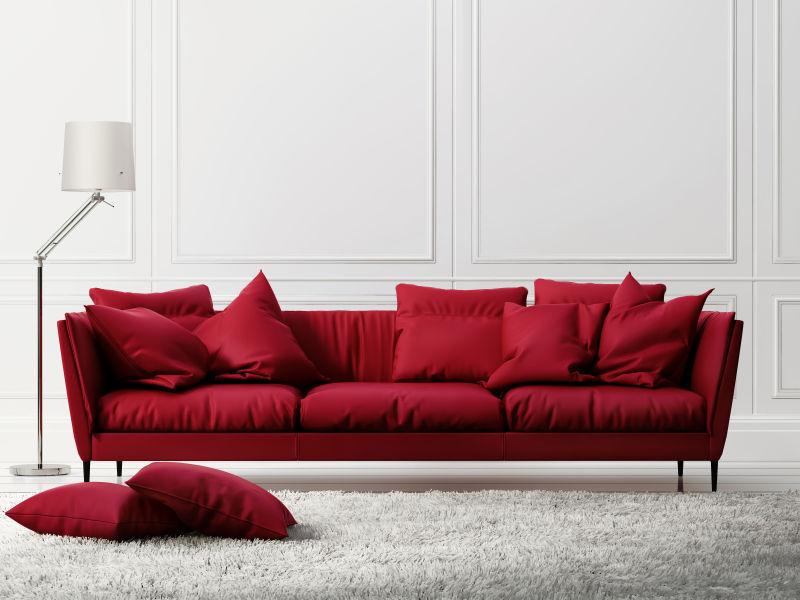 白色背景下的红色沙发