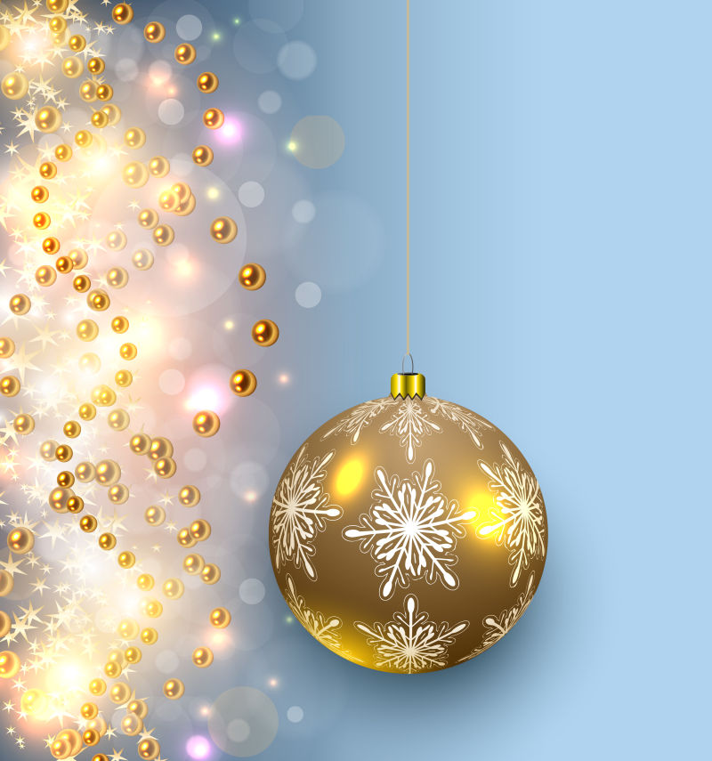 金光闪闪的圣诞彩球矢量插图