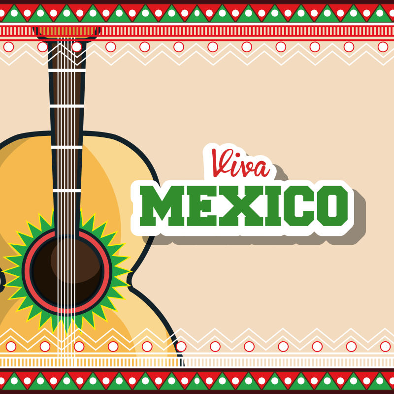 抽象矢量墨西哥乐器元素的海报设计