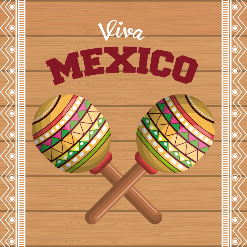 矢量沙锤元素的创意墨西哥海报设计