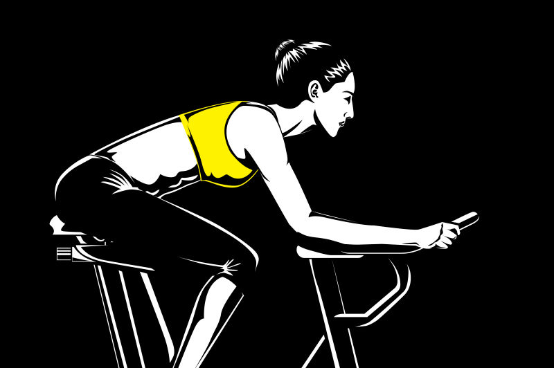 矢量骑自行车运动的女人插图