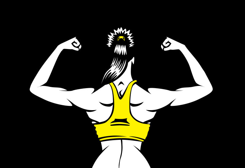 矢量锻炼背部肌肉的女人插图
