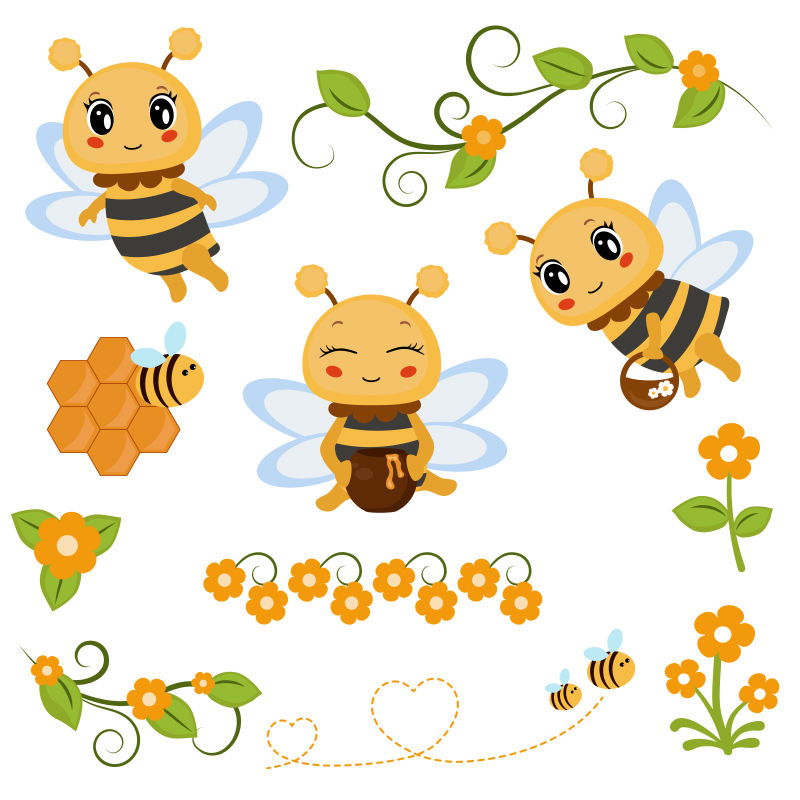 矢量卡通蜜蜂创意插图