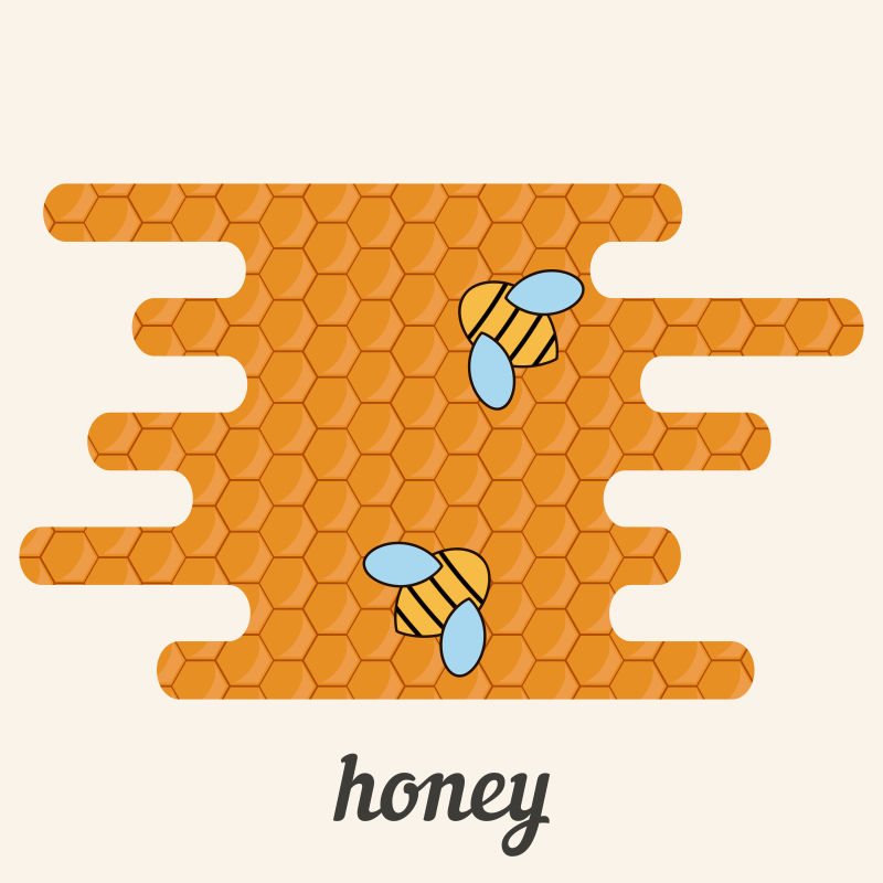 矢量蜂巢上的蜜蜂卡通插图