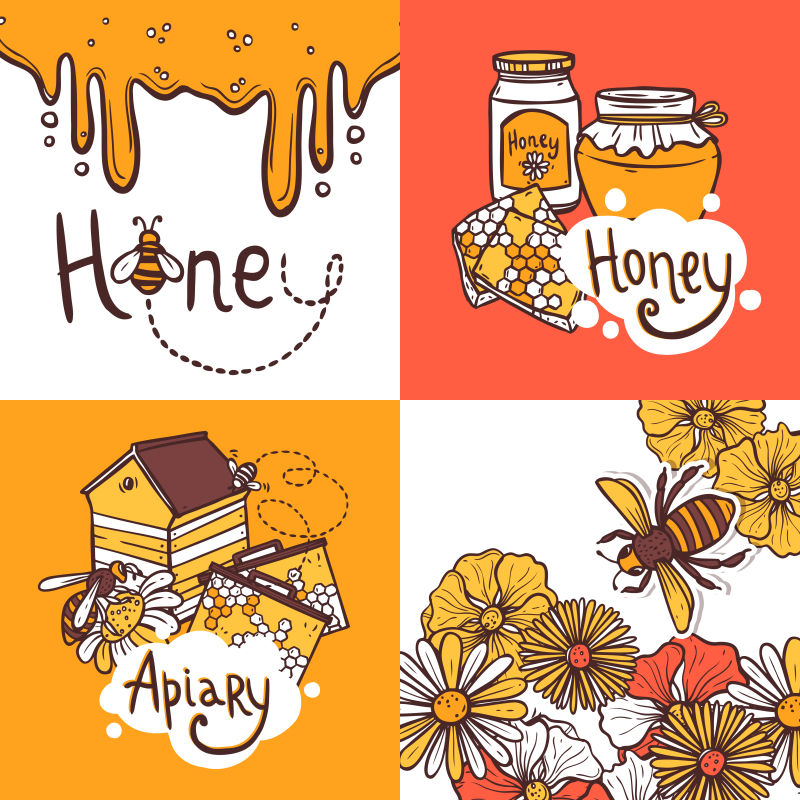 天然蜂蜜产品矢量插图