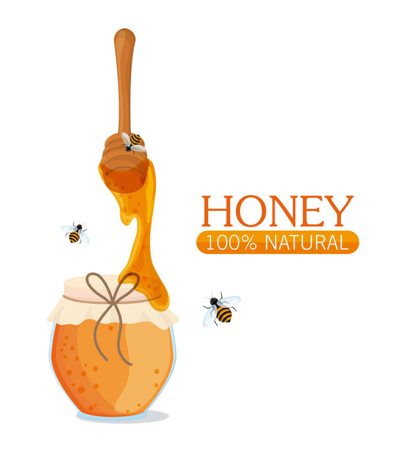 创意矢量新鲜的有机健康蜂蜜插图