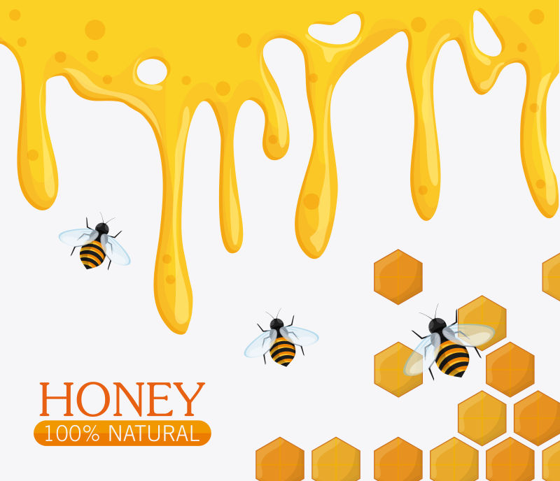 创意矢量健康有机蜂蜜的平面插图
