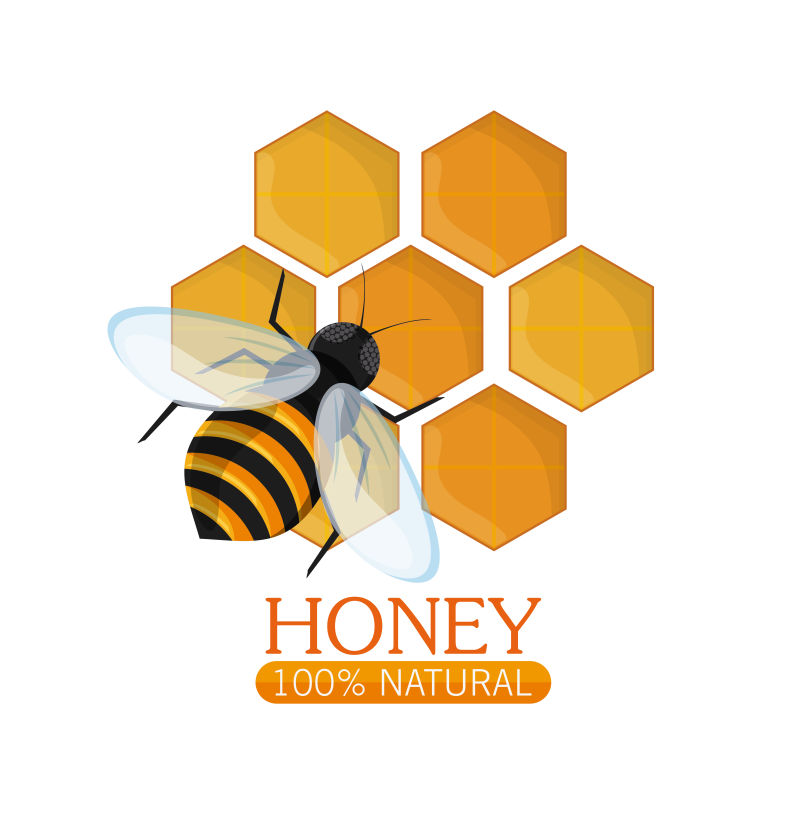 矢量采蜜的蜜蜂平面插图
